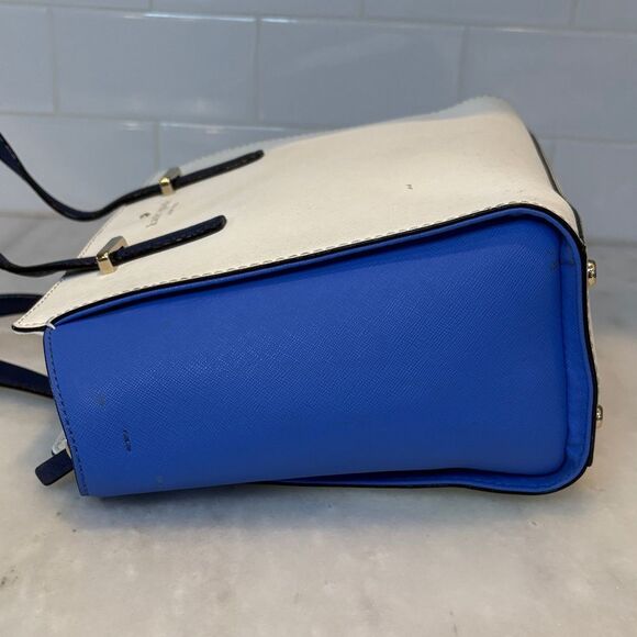 Kate Spade Purse Handbag Leather Crossbody Color Block Blue Satchel Tote Bag - Picture 11 of 16